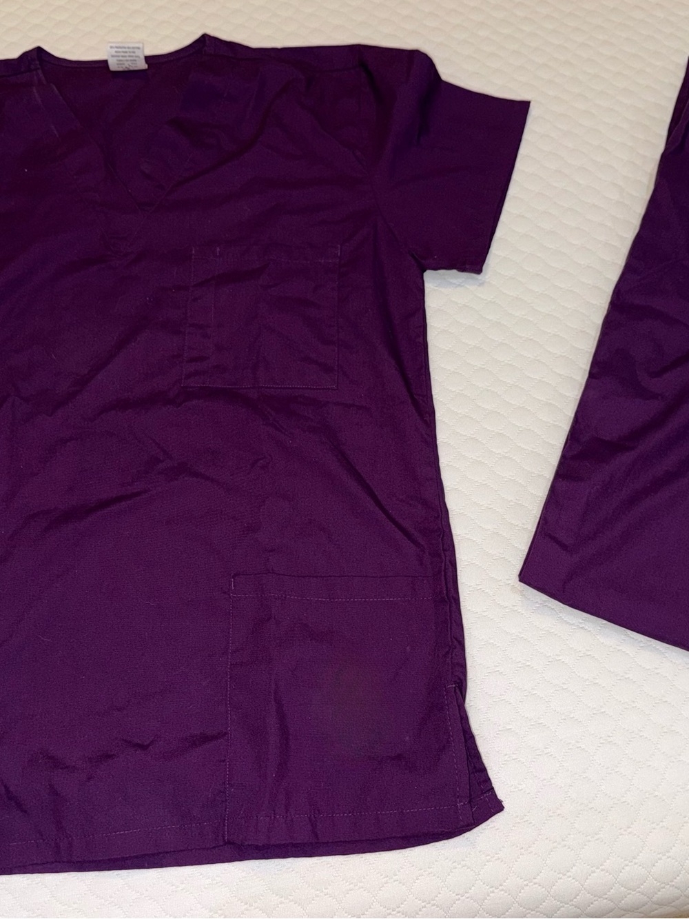 Unisex Deep Purple scrub set. V neck with cargo pants.